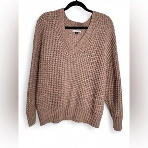 American Eagle Women's Oversized V-Neck Sweater Brown Size S Long Sleeve Preppy